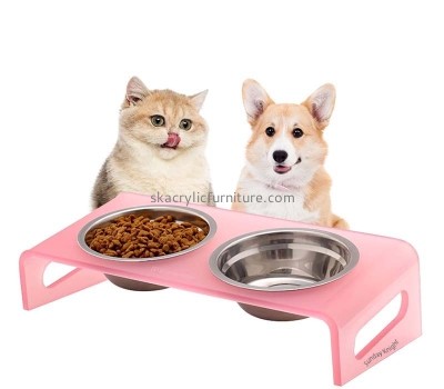 Custom wholesale acrylic food water bowls stand for dog cat AB-142