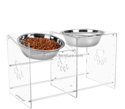 Custom wholesale acrylic dog cat bowls stand AB-143