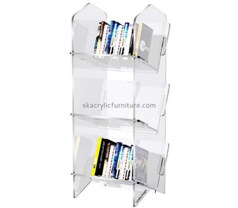 Wholesale custom acrylic 3 tiers book shelf rack AT-1031