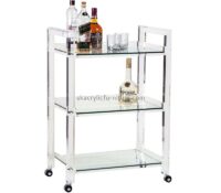 Wholesale custom acrylic 3 tiers side table with wheels AT-1022