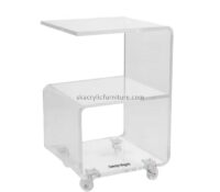 Custom wholesale acrylic side table with storage and wheels AT-1004