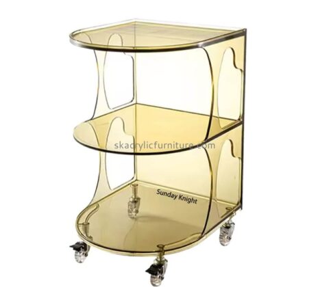 Custom wholesale acrylic 3 tiers side table with wheels AT-996