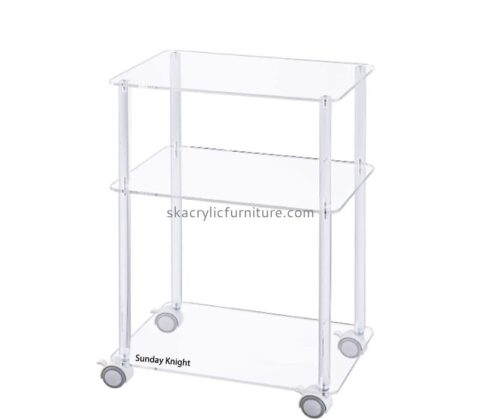 Custom wholesale acrylic 3 tiers rolling side table AT-978