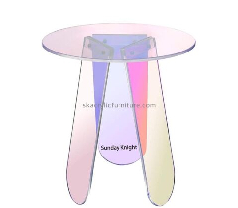 Custom wholesale rainbow acrylic round coffee table for small spaces AT-969