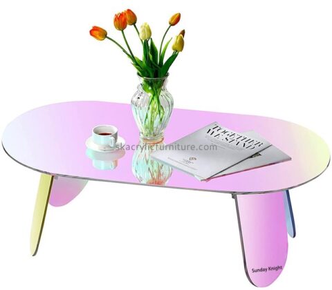 Custom wholesale iridescent acrylic round coffee table AT-964