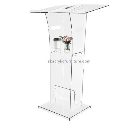 Custom acrylic presentation lectern with storage shelf AP-1302