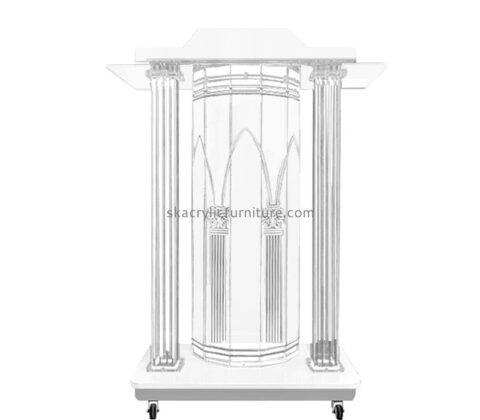 Custom acrylic podium pulpit with casters AP-1295