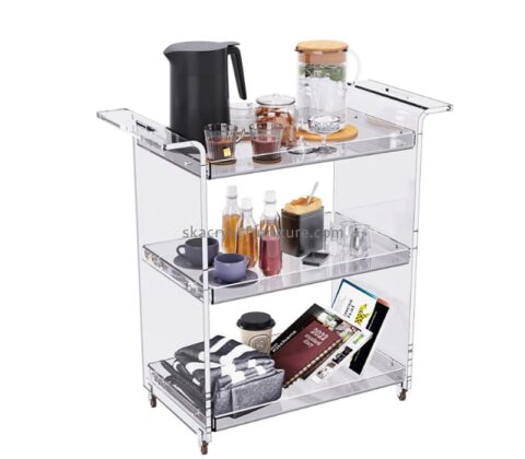 Plexiglass item supplier custom acrylic dining room bar trolley rolling carts AT-879