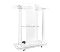 Lucite fruniture supplier custom acrylic podium with LED lights and casters AP-1264