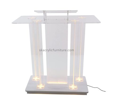 China acrylic manufacturer custom plexiglass LED lighted church pulpit AP-1259