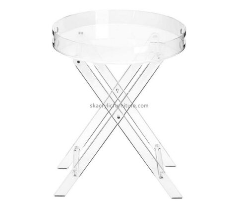 Custom round acrylic foldable side tray table AT-796