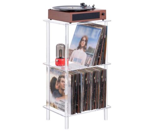 Wholesale custom acrylic record player stand with storage