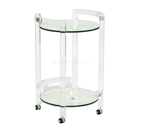 Wholesale custom acrylic round side table with wheels