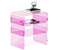 Wholesale custom acrylic 3-tier sleek bedside table